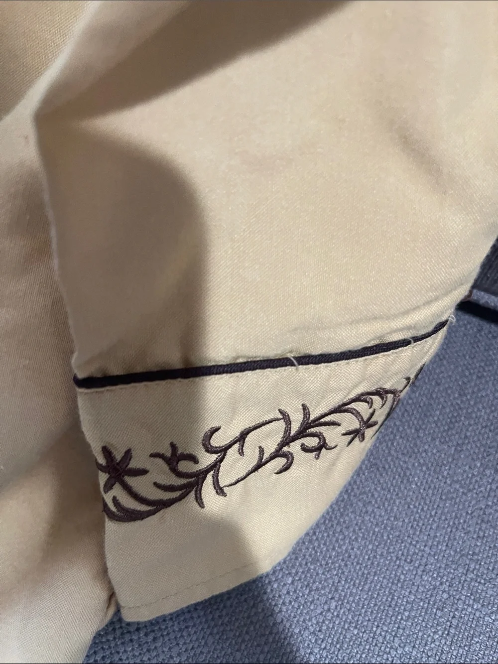 Men's Embroidered Lightweight Shirt Jacket in Tan